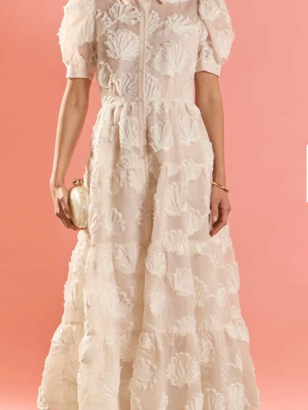 ENGLISH FACTORY EMBROIDERED SHELL MIDI SHIRT DRESS